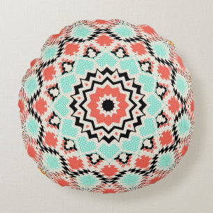 Abstrakter nahtloser Rundgang Mandala mosaic tile  Rundes Kissen