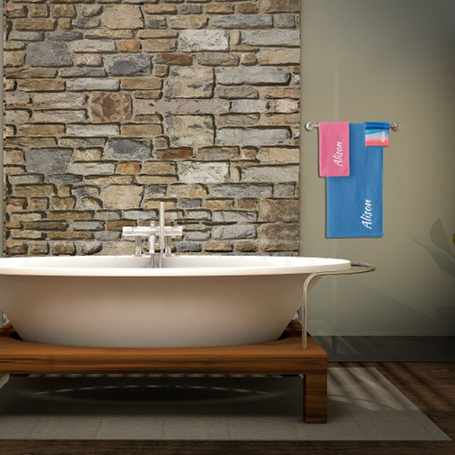 Abstrakter Name der korallenblauen Welle Badhandtuch Set (Von Creator hochgeladen)