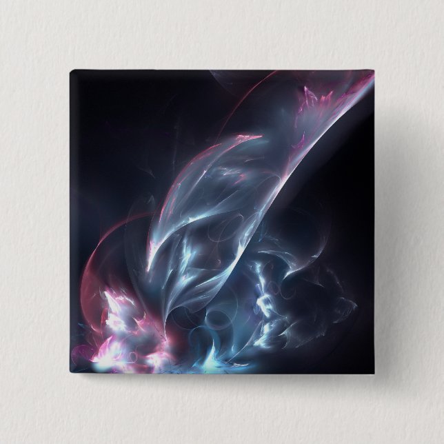 Abstrakter Nebel Blau und Lila Button (Vorderseite)