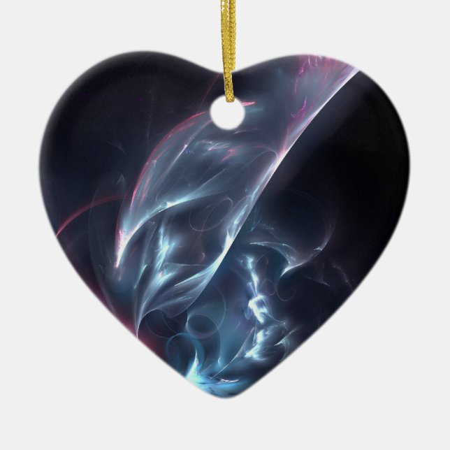 Abstrakter Nebel Blau und Lila Keramik Ornament (Vorne)