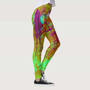 Abstrakter Neon Green Spritzer Paint Leggings