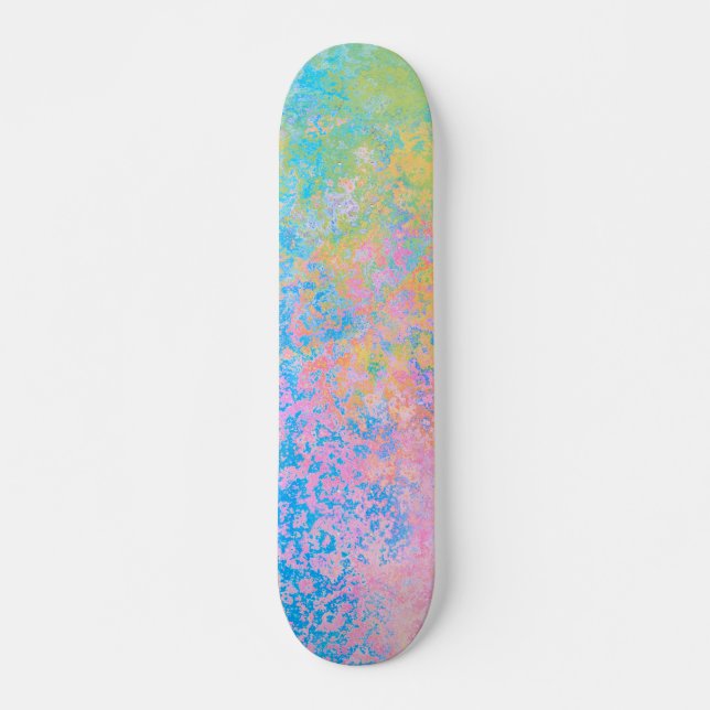 Abstrakter Neon Pastel Sky Alkoholtink Skateboard (Vorne)