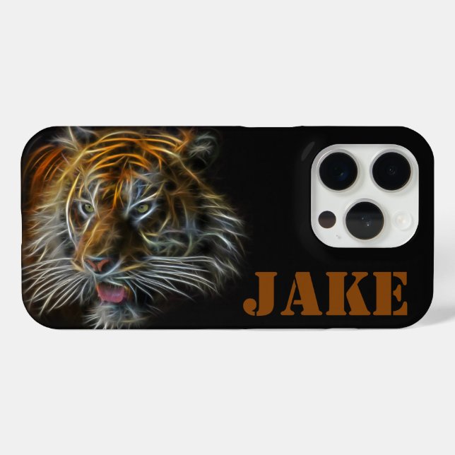 Abstrakter Neon-Tigerkopf iPhone 15 Pro Case-Mate iPhone Hülle (Rückseite (Horizontal))