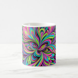 Abstrakter neonfarbener Blumenstrauß-Kaffeebecher Kaffeetasse