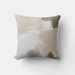 Abstrakter neutraler Pinselstrich in Beige und Wei Kissen