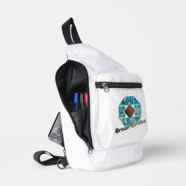 Abstrakter Oktagon mit braunem Platz und gegenüber Crossbody Bag