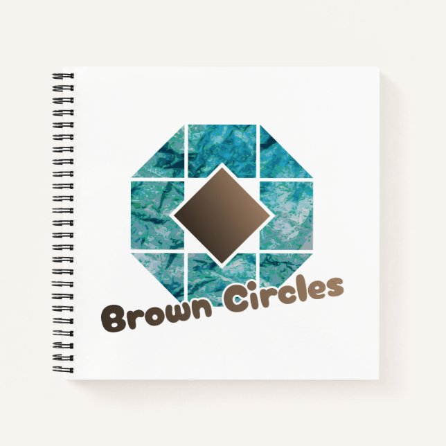 Abstrakter Oktagon mit braunem Platz und gegenüber Notizbuch (Vorderseite)