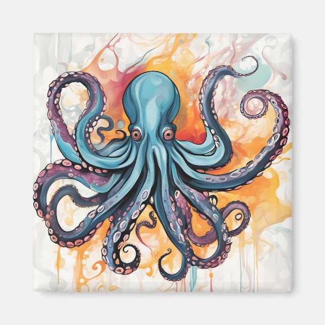 Abstrakter Oktopus Magnet (Vorne)