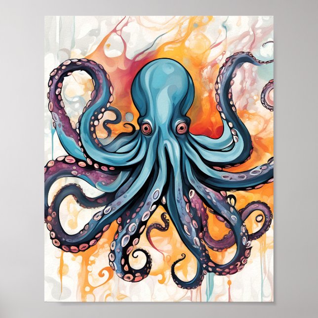 Abstrakter Oktopus Poster (Vorne)