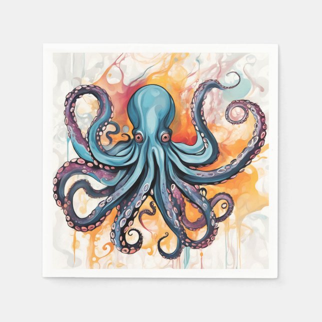 Abstrakter Oktopus Serviette (Vorderseite)