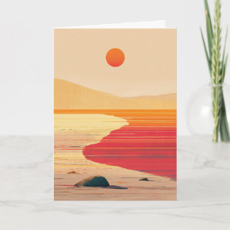 Abstrakter Orange-Roter Sonnenuntergang am Meer, i Karte