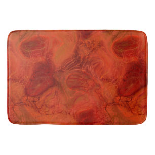 abstrakter orangefarbener und roter Marmor Badematte