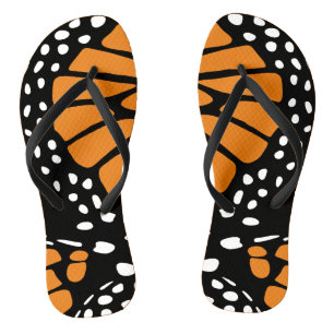Abstrakter Orangen- und Schwarzmonarchschmetterlin Flip Flops