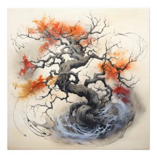 Abstrakter Orangenbaum Fotodruck