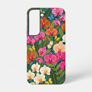 Abstrakter Orchideengarten Schmetterlinge Samsung Galaxy Hülle