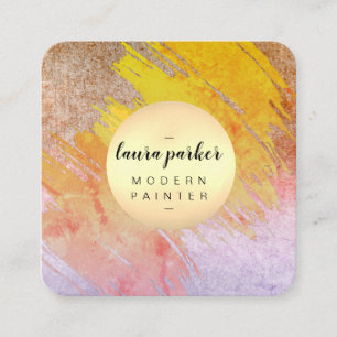 Abstrakter Paint Artist Minimal für Pink Watercolo Quadratische Visitenkarte