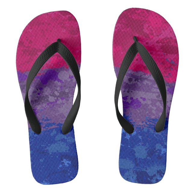 Abstrakter Paint Spritzer Bisexueller Stolperflagg Flip Flops (Fußbett)