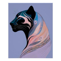 Abstrakter Panther Kopf in Pastellharmonie