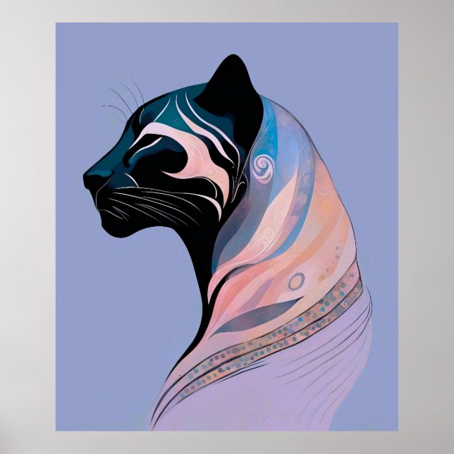 Abstrakter Panther Kopf in Pastellharmonie Poster (Vorne)