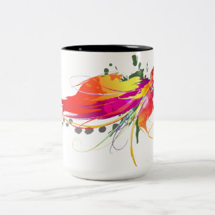 Abstrakter Paradiesvogel Spritzer Zweifarbige Tasse