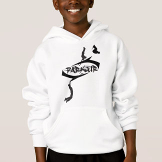 Abstrakter Parkour drehen um Hoodie