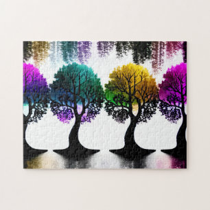 Abstrakter pastellfarbener Fun Forest of Trees Puzzle