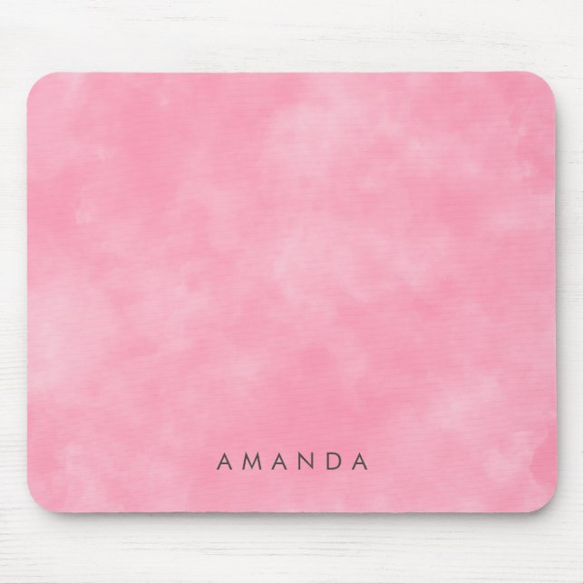 Abstrakter Pastellrosa Himmel Wolken Personalisier Mousepad (Vorne)