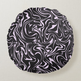 Abstrakter Pattern-Throw-Pillo aus schwarzem und r Rundes Kissen