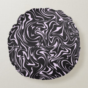 Abstrakter Pattern-Throw-Pillo aus schwarzem und r Rundes Kissen