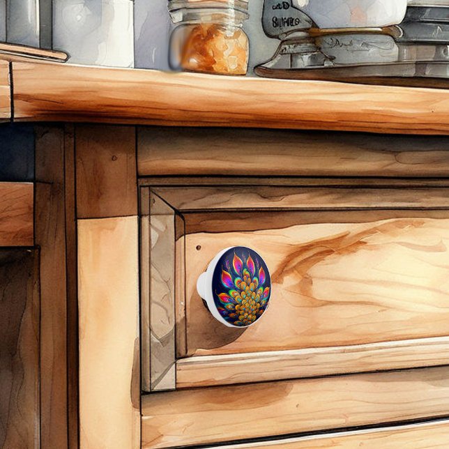 Abstrakter Peacock-Schwanz-Keramik Keramikknauf (Von Creator hochgeladen)