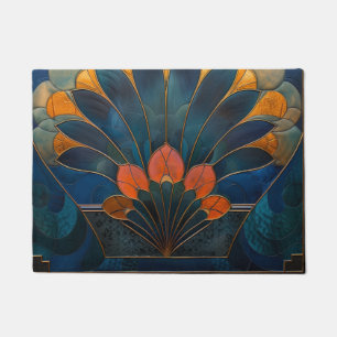 Abstrakter Pfau Art Deco Fußmatte