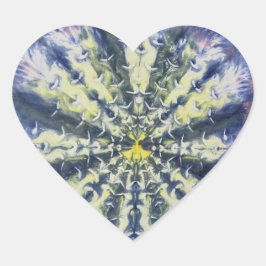 Abstrakter Pfau Herz-Aufkleber