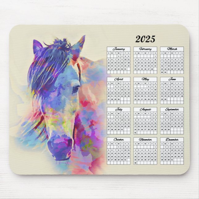abstrakter Pferdekalender 2025 Mousepad (Vorne)