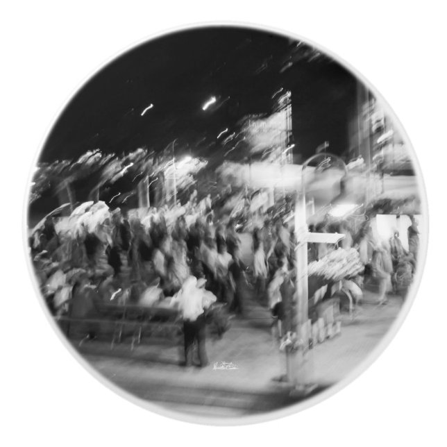 Abstrakter Phototürgriff schwarz und weiß Keramikknauf (Vorderseite)