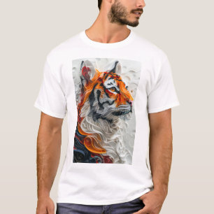 Abstrakter Picasso Style Tiger 3D Grafik-T - Shirt