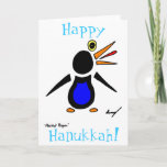 Abstrakter Pinguin "Happy Hanukkah!"Karte Feiertagskarte<br><div class="desc">Schau funky und cool mit diesem phantastischen Abstrakten Pinguin Design! NIEDLICH! Design zeigt mein originelles abstraktes Pinguin handgezeichnet in Bleistift und Tinte und digital farbig. Copyright 2012 von Sunny</div>