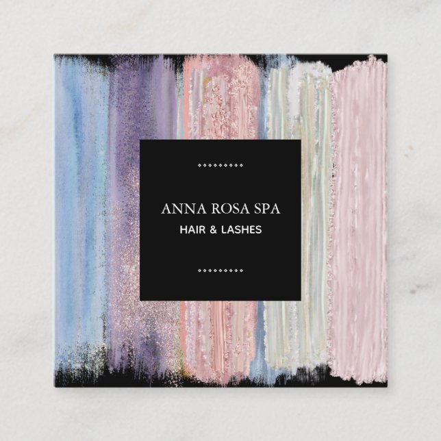 *~* Abstrakter Pinselstrich Streifen Gold Glitzer Quadratische Visitenkarte (Vorderseite)