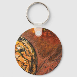 Abstrakter Planet in Rot und Orange Schlüsselanhänger