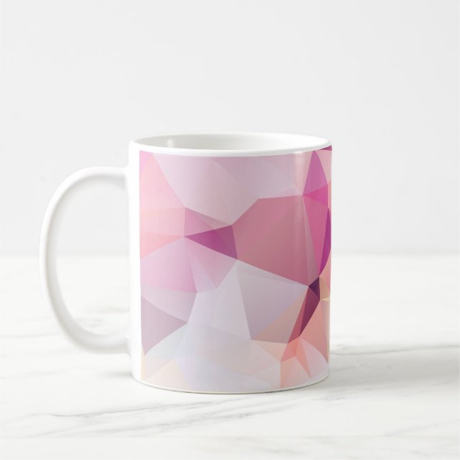 Abstrakter Poly-Hintergrund, Geometrie-Dreieck, m Kaffeetasse (Links)
