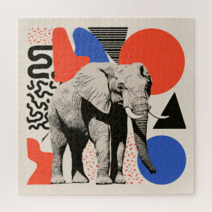 Abstrakter Pop-Art-Elefant mit geometrischen Forme Puzzle