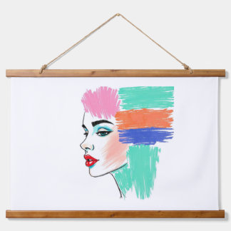 Abstrakter Pop Art Frauenfilm Wandteppich Mit Holzrahmen