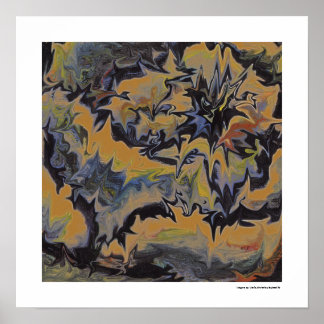 Abstrakter Pop Fine Art Cool Retro Dunkelblau Gelb Poster