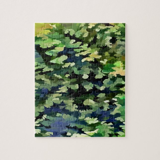 Abstrakter Pop Kunst in Grün und Blau Puzzle (Vertikal)