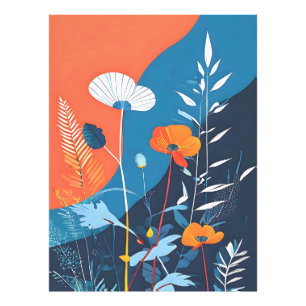 Abstrakter Poster mit lebendigen Blüten