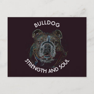 Abstrakter Psychedelischer Dunkler Bulldog Zeichne Postkarte