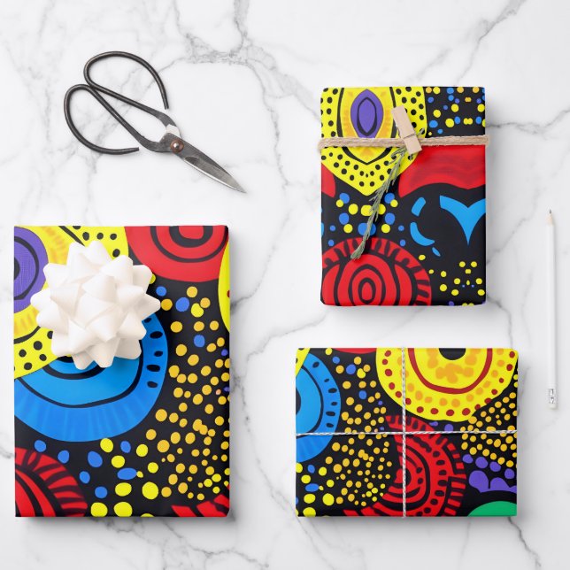 Abstrakter Punkt 4 Geschenkpapier Set (Vorderseite)