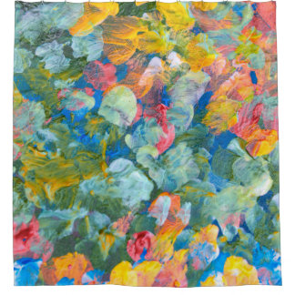 Abstrakter Punktstrich mit Pinselstrich, Acryl und Duschvorhang
