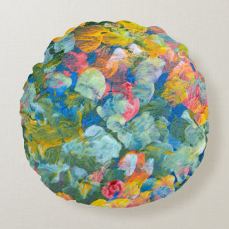 Abstrakter Punktstrich mit Pinselstrich, Acryl und Rundes Kissen