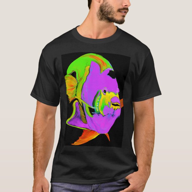 Abstrakter Purpur-Engelfisch T-Shirt (Vorderseite)