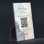 Abstrakter QR-Code für die Überprüfung von Wasserf Fotoplatte<br><div class="desc">Abstrakte Pastel Watercolor Formen Gold Foil Rezensionsplatte für Innenarchitekten,  Berater,  Art Director,  Profis oder Marketing Manager. Es zeichnet sich durch eine weiche blaue,  pfirsichcremefarbene Aquarellform und einige goldene Folienstriche für ein elegantes Ambiente aus.</div>